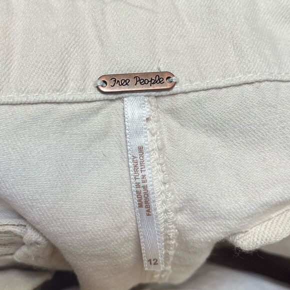 Free People First Light Utility Cargo Pant ALMOND MILK cream wide leg size 12 - Picture 9 of 15